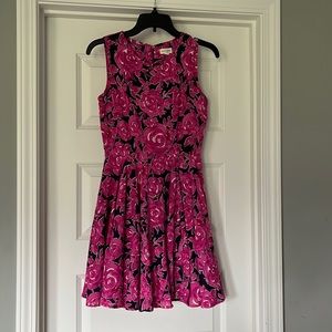 Madison Jules Hot Pink Dress Magenta Navy Floral Mini Sz XS